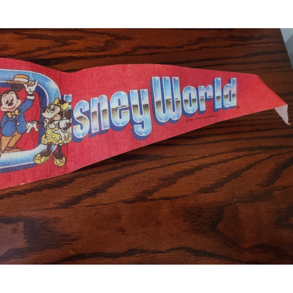 Vintage Disney Walt Disney World pennant‎ Mickey Mouse Pluto Goofy Donald